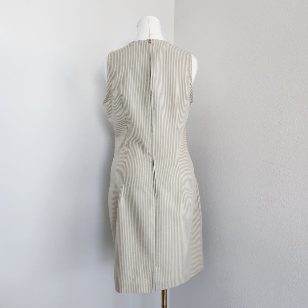 Vintage 90s Lisa Jo Cream Pinstripe Sheath Dress & Blazer Set Preppy Office L - Picture 11 of 16